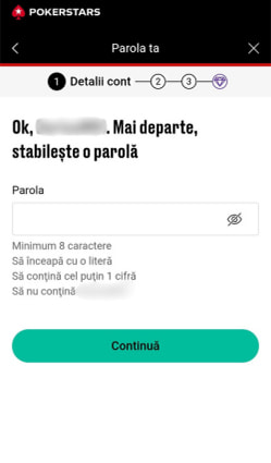 Stabilește parola pentru contul tău PokerStars Casino