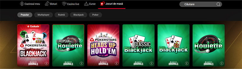 Jocuri de masă RNG la PokerStars Casino