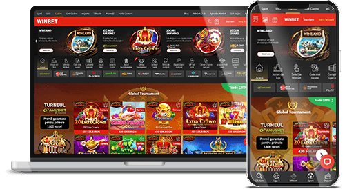 Site-ul cazinoului Winbet pe desktop și mobil