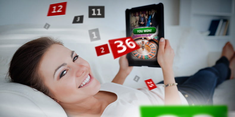 Femeie jucând Ruleta online la domiciliu