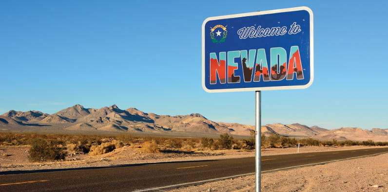 Bine ați venit în Nevada Desert Highway Sign