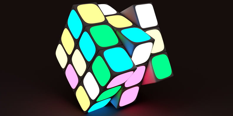 Cubul Rubik în culori neon