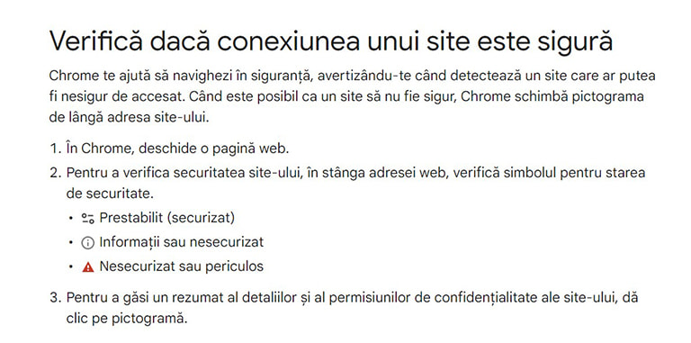 Verifică siguranța conexiunii 